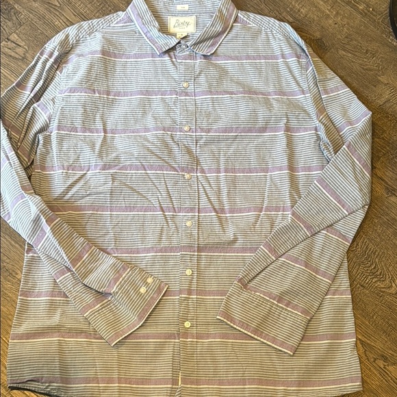 Bixby Nomad Blue Striped XXL Slim Button Down Long Sleeve Shirt - Picture 1 of 6